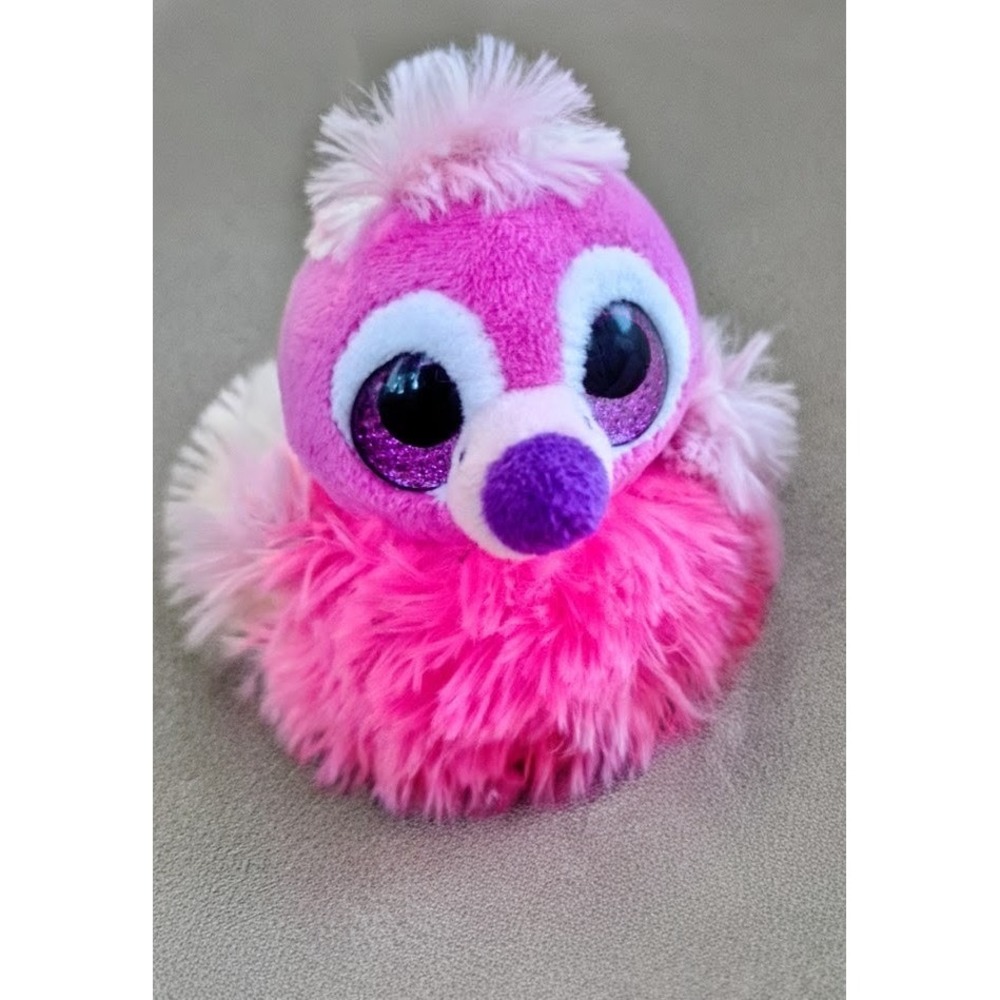 Fiesta Pom‎ Pals Pink Bird Plush Stuffed Animal Glitter Eyes 20001-8439 NWT